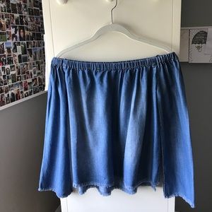 Denim off the shoulder blouse